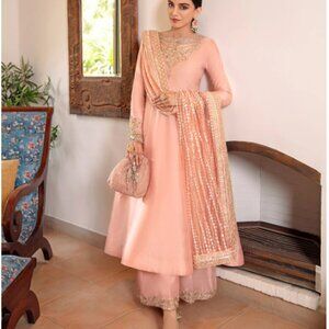 Faiza Saqlain Avani 3-Piece Embellished Outfit – Size L, Pink, Preloved